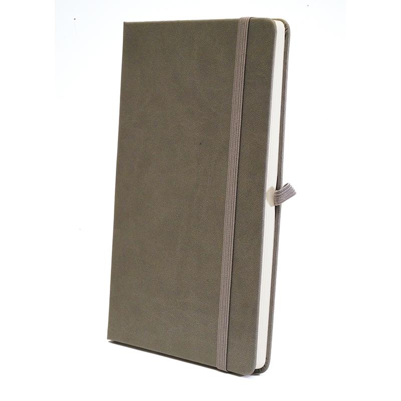 Customized Silver - Pu Leather Note Book With Elastic & Pen Holder